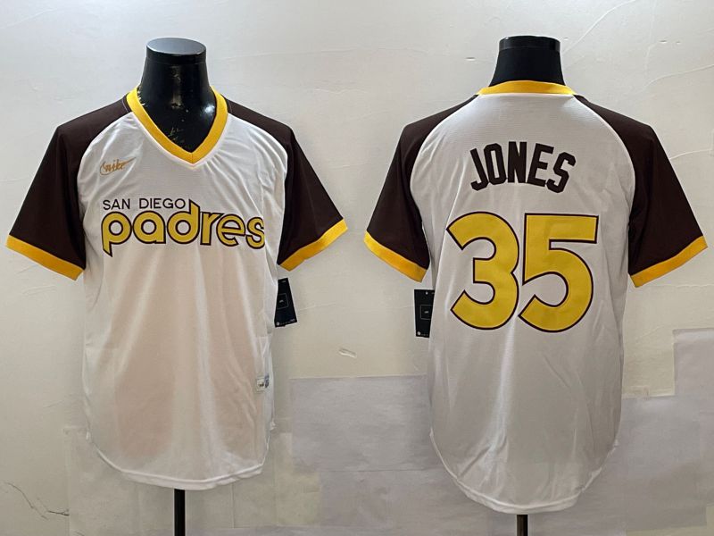 Men San Diego Padres #35 Jones White Throwback Game Nike 2025 MLB Jersey style 1->san diego padres->MLB Jersey